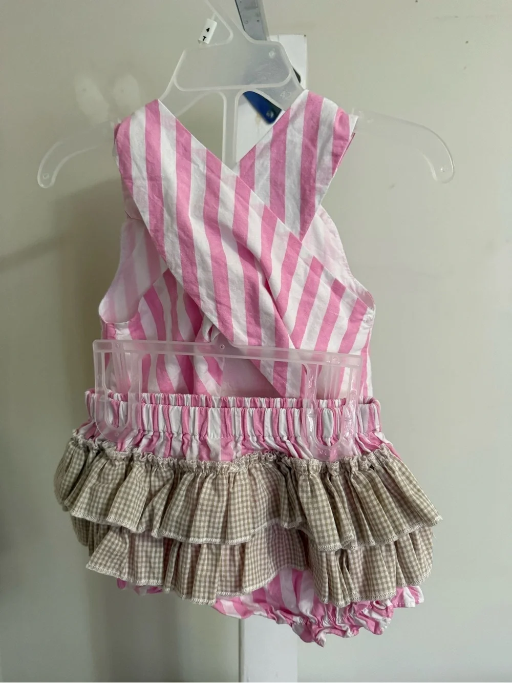 Lil Cactus Pink Striped Cupcake Applique Top & Ruffle Butt Bloomer Set